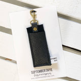 Leather Chapstick Lip gloss Lipstick Holder Keychain Bag Charm Black