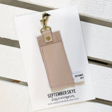 Leather Chapstick Lip gloss Lipstick Holder Keychain Bag Charm Black