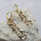 Hammered Geometric Rectangle Drop Earrings