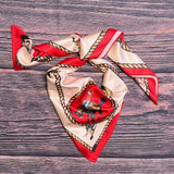 Wild West Rodeo Print Wild Rag Scarf | Red & Cream | 36x36