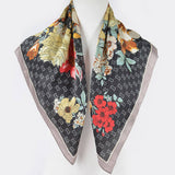 Multi Print Silk Bandana Scarf – Black