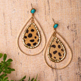 Little Dolly, Little Beth Leopard Double Teardrop Stud Earrings