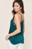 Lace Trimmed Silky Adjustable Strap Layering Camisole