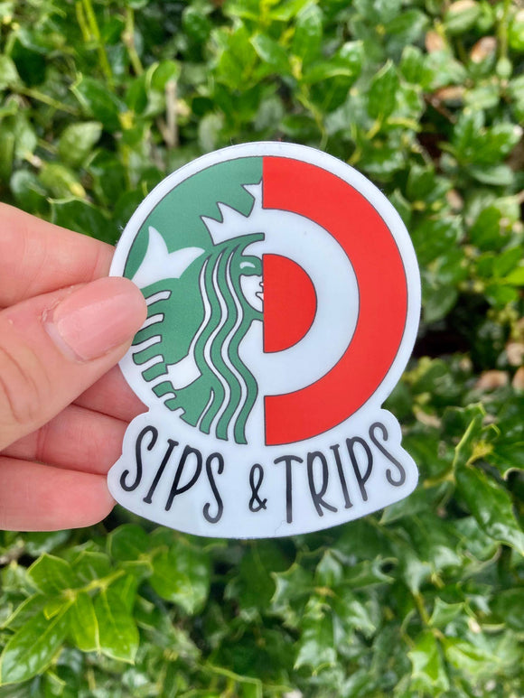 Sips and Trips Target and Starbucks Vinyl Sticker