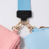 Double Dual Nylon Pouch Wallet Detachable Wristlet Hot Pink Blue