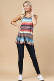 Sasha Serape Print Sleeveless Fringe Knit Top | Multi