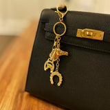 Equestrian Symbols Horse Horseshoe Keyring Purse Bag Charm
