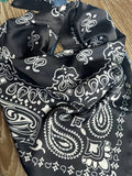 Black Bandana Paisley Western Wild Rag Scarf Silk Blend
