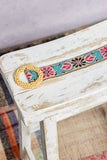 Floral Folk Embroidered Belt – Taupe with Beaded Round Buckle