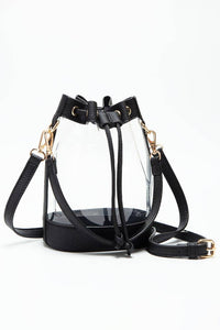 Clear Crossbody Stadium Bucket Bag Black