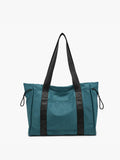 Lydia Drawstring Nylon Tote in Peacock