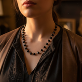 17" Black Crystal Collarbone Necklace Lifestyle