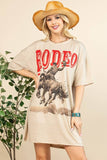 Betty Western Rodeo Graphic T-Shirt Dress | Khaki/Red