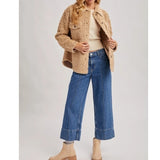 Boucle Button Front Woven Shacket Jacket Creamy Latte