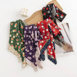 Dandelion Print Ruffle Scarf & Head Wrap – Red