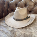 Handmade Brown Leather Western Hat Band with Stitch Detail