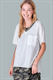 Boxy Oversized Front Pocket Relaxed High Low Tee