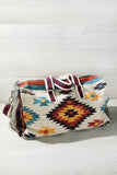 Handmade Navajo Pattern Cotton Duffel Bag with Suede Straps — Ivory