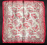Red & Silver Paisley Wild Rag | 36" Satin Western Scarf