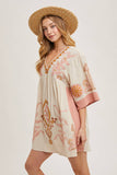 Boho Embroidered Babydoll Dress – Pink