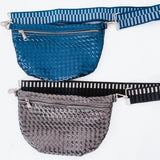 Metallic Navy Blue Woven Crossbody Sling Bum Belt Bag