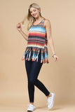 Sasha Serape Print Sleeveless Fringe Knit Top | Multi