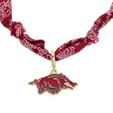 Arkansas Razorbacks Bandana Scarf Necklace | Gold Logo Pendant