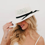 Shell Beach Western Sun Hat | Black Bow