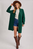 Open Front Knit Layering Sweater Cardigan Hunter Green