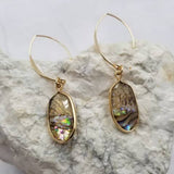 Beach Oval Abalone Dangle Earrings