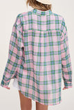 Button Front Relaxed Bold Plaid Cotton Blend Shirt