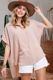 Button Down High Low Oversized Top