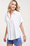 Button Down High Low Oversized Top