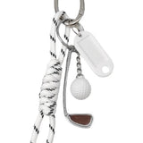 Golf Charms Keyring Keychain Bag Purse Charm Knotted Rope White Black  Silver