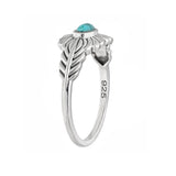Blue Mohave Turquoise Solitaire Ring | 925 Sterling Silver Feather Setting