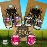 Rhinestone and bead studded earring Clear