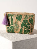 Allegra Tropical Zip Travel Cosmetic Pouch, Green Tan