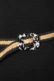 Boho Braided Square Buckle Adjustable Belt Black