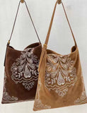 Boho Embroidered Shoulder Bag – Large Capacity with Adjustable Strap Coffee