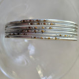 Silver with Silver Gold Glitter Thin Metal Bangles Metallics Stack of 6