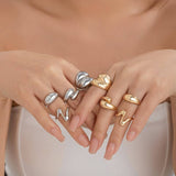 Abstract Boho Ring Set - 4-Piece Gold Stackable Rings
