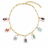 Mahjong Multi Tile Charm Necklace | 7 Tile Charms | Gold
