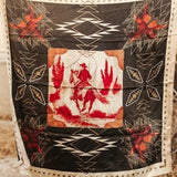 Black Aztec Boot Stitch Cowboy Western Southwestern Wild Rag Scarf Accent