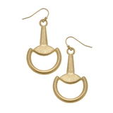 Juniper Horsebit Drop Earrings | Shiny Gold Equestrian Style