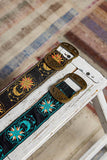 Celestial Embroidered Boho Belt – Teal | Metal Buckle | One Size