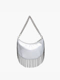 Juna Fringe Crossbody Bag | Chain Strap | White