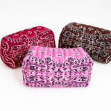Bandana Paisley Quilted Cosmetic Case | Everyday Travel Pouch Red