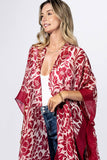 Punch Paisley Border Kimono | Red Boho Open-Front Layer