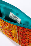Tessa Handmade Jacquard Clutch | Cotton & Suede | Beaded Wristlet