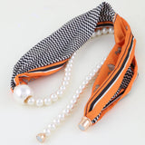 Double Fabric Stone Beaded Choker Necklace – Orange